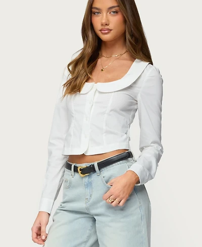 Edikted Women's Scoop Neck Tailored Button Up Shirt