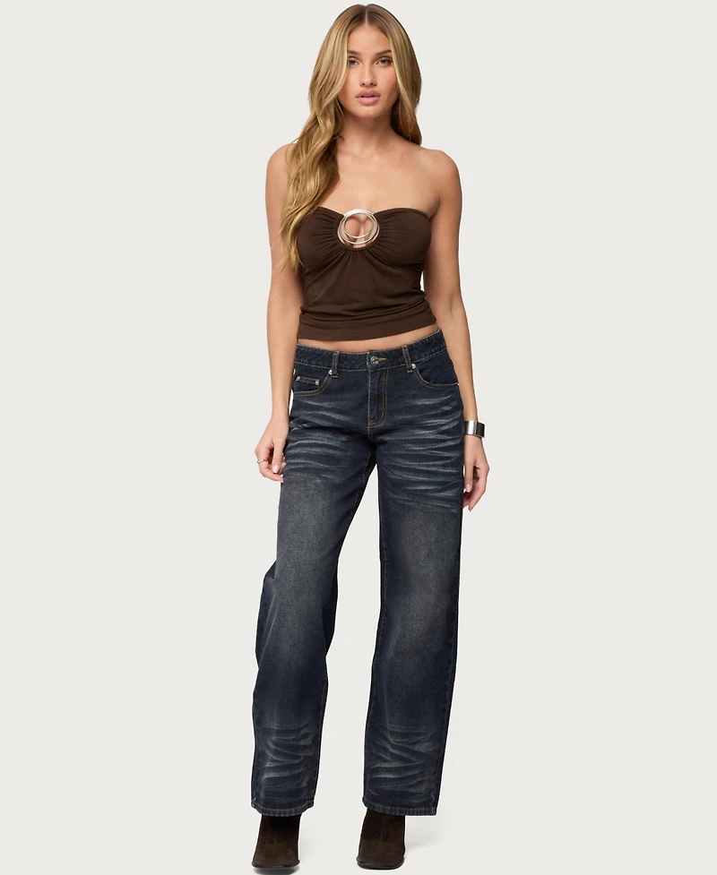 Edikted Women's Oriella Abstract Ring Cutout Top