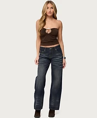 Edikted Women's Oriella Abstract Ring Cutout Top