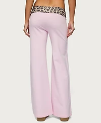Edikted Womens Leopard Fold Over Pants