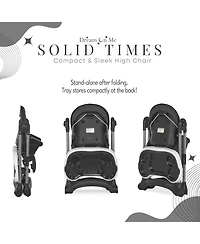 Dream On Me Kids Solid Times High Chair, Multi-Recline & Height Positions, Lightweight Portable, 5-Point Safety Harness, Easy-Clean Surface