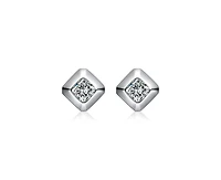 Rachel Glauber Dainty Gold Plated Cushion-Cut Cz Stud Earrings