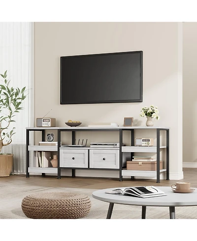 gaomon Industrial Media Console,Rustic Entertainment Center,Metal Frame Tv Stand with Storage DrawerFarmhouse Modern Tv Cabinet