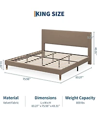 gaomon King Corduroy Platform Bed Frame with Wooden Slats Support, Sturdy Construction, Easy Setup