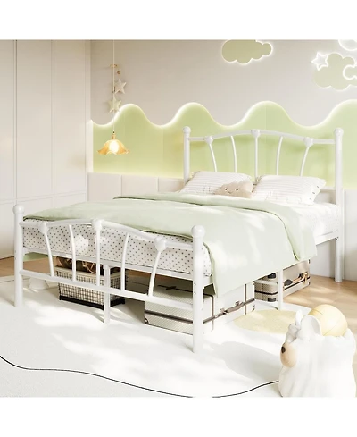gaomon Twin Size Metal Bed Frame, Twin Bed Frames for Girls, Twin Platform Bed with Heart-Shaped Design Headboard&Footboard, Heavy-Duty