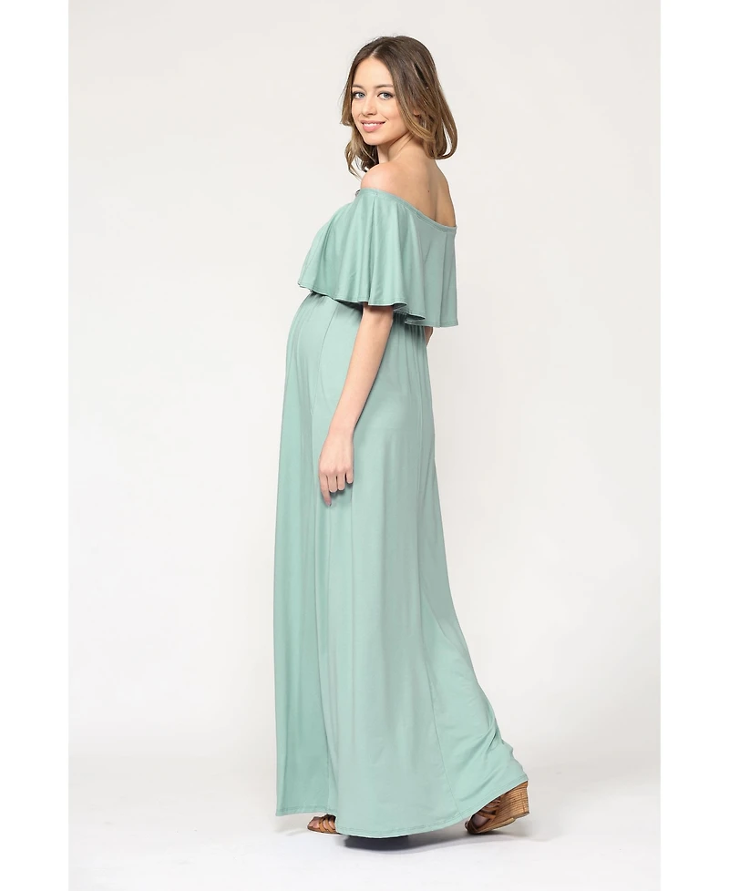 Hello Miz Maternity Off-Shoulder Ruffled Maxi Dress