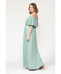 Hello Miz Maternity Off-Shoulder Ruffled Maxi Dress