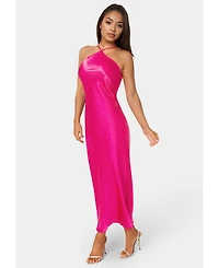 Bebe Women's Halter Neck Satin Gown