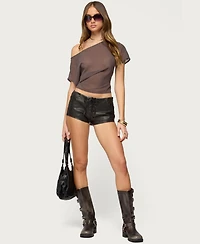 Edikted Women's Noria Sheer Chiffon Off Shoulder Top