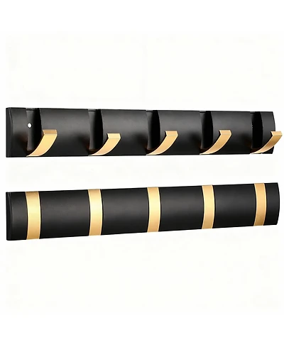 Yigii 5-Drawer Retractable Aluminum Wall Hanger for Coats, Hats, Scarves