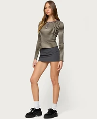 Edikted Women's Roma Striped Henley Top