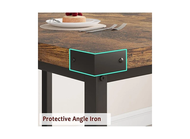 gaomon 3Pcs Dining Table Set for 4-6, 63" Extendable Thick Metal Frame Kitchen with 2 Upholstered Benches 6, Wooden Dinette