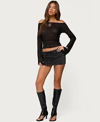 Edikted Women's Alef Sheer Lace Off Shoulder Top