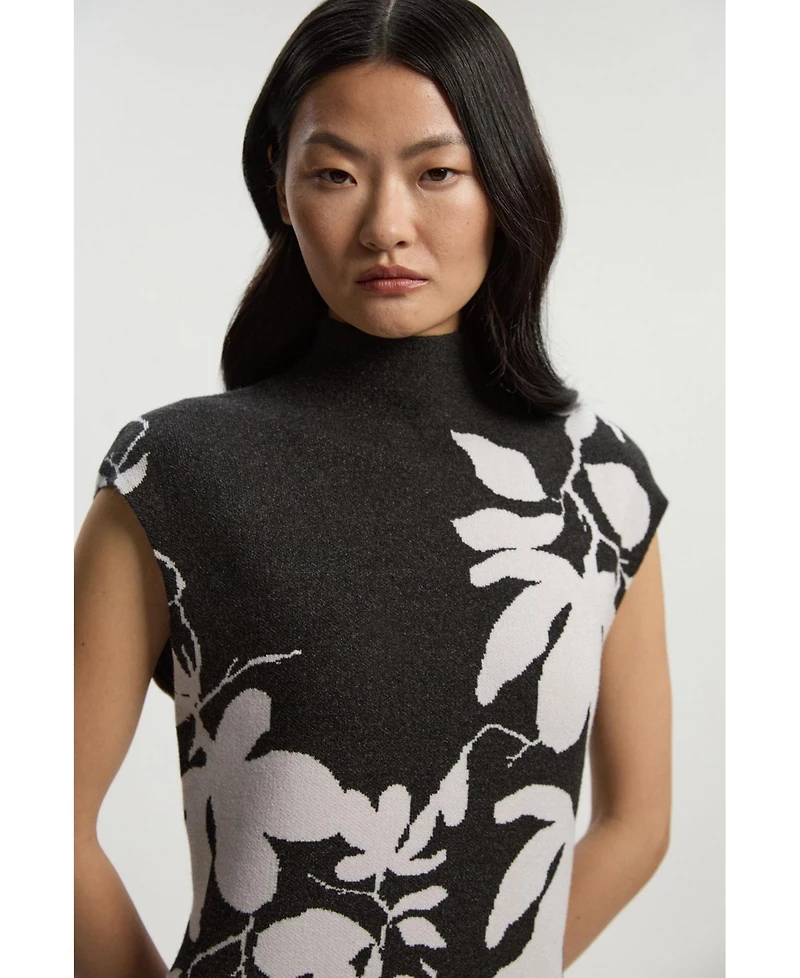 Karen Millen Women's Jacquard Floral Knitted Maxi Dress