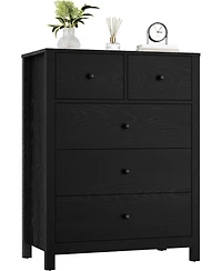 gaomon Black 5 Drawer Dresser for Bedroom, Modern Tall Dresser Organizer with Storage Drawers, Wooden Chests of Drawers for Bedroom, Entryway, Hallway