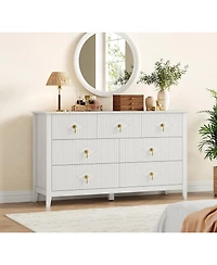 gaomon Dresser for Bedroom with 7 Drawers, Wide Modern Chest of Drawers with Metal Handle, Dresser Tv Stand, Wood Drawer Organizer for Bedroom