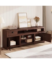 gaomon Farmhouse Tv Stand for Tv Up to 80 Inches, Long Entertainment Center with 4 Storage Drawers & 3 Open Shelf