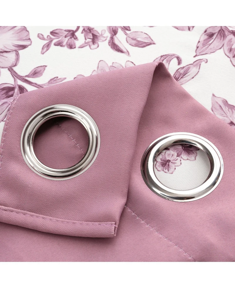 Olivia Gray 100% Polyester 190 Gsm Eloise Reversible Blackout Grommet Curtain Panel 54" x 90" Purple