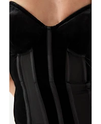 MissPap Women's Premium Tailored Mesh Panel Velvet Dress