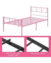 gaomon Twin Size Sturdy Modern Stylish Iron Bed Frame with Headboard and Footboard Metal Platform Bed - Simple Assembly, No Box Spring Needed.