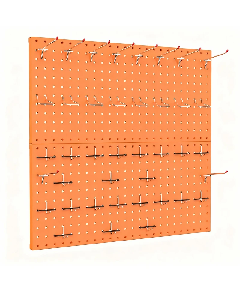 Yigii Modular Steel Pegboard Tool Organizer, 2 Panels, 68 Hooks, Space & Time Saver