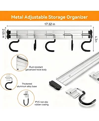 Yigii Aluminum Garden Tool Rack, Adjustable Hooks, Easy Install, Durable