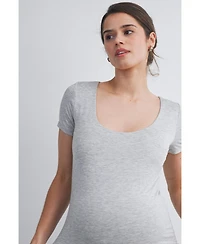 Hello Miz Maternity Scoop Neck Short-Sleeve Fitted T-Shirt