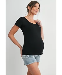 Hello Miz Maternity Scoop Neck Short-Sleeve Fitted T-Shirt