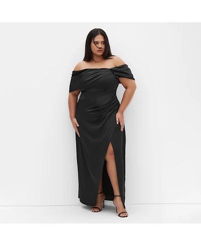 City Chic Women's Plus Paloma Off Shoulder Maxi Dress