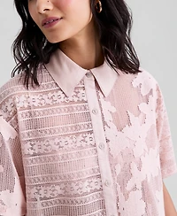 And Now This Women's Button-Front Lace Camp Shirt, Macy's Exclusive