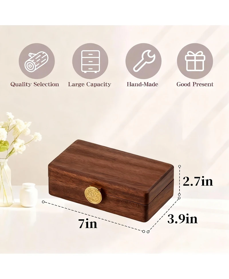Yigii Solid Wood Travel Organizer Box: Compact, Brass Lock, Premium Material