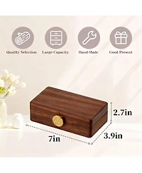 Yigii Solid Wood Travel Organizer Box: Compact, Brass Lock, Premium Material