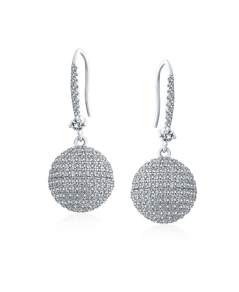 Bling Jewelry Modern Cocktail Pave Cz Statement Disco Ball Earrings Cubic Zirconia
