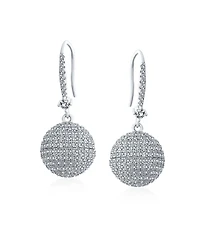 Bling Jewelry Modern Cocktail Pave Cz Statement Disco Ball Earrings Cubic Zirconia