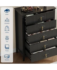 gaomon Fluted Dresser for Bedroom, 42.9" Tall 5-Drawer Wood Dresser, Modern Chest of Drawers, Storage Organizer Cabinet