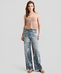 And Now This Women's High Rise Floral Denim Jeans, Macy's Exclusive