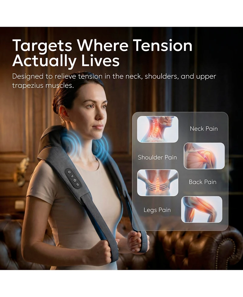 Miko Wave Heated Neck & Back Massager with Heat, Cordless and Hands-Free