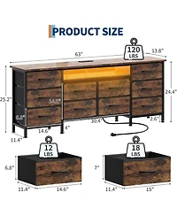 gaomon 63 Inch Tv Stand Dresser with 10 Drawers