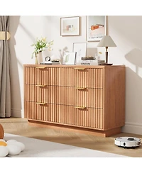 gaomon Modern 6 Drawer Dresser for Bedroom, 47 in Wood Chest of Drawers, Compact Nursery Dresser Storage Cabinet