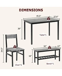 gaomon Dining Table and Chairs Set of 4,Kitchen Table and 2 Chair for 4 with Bench,Modern Metal Frame Dining Room Furniture Set