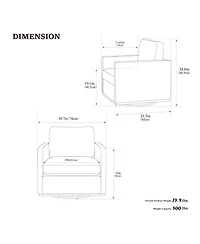 Clihome Square Swivel Accent Chair, Chenille Upholstered Leisure 360° Rotation Comfy Armchair