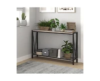 gaomon Console Table, 43.0" Entryway Table with Storage, Industrial Sofa Table with V Design, 2-Tier Narrow Console Table