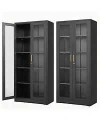 Yigii Tempered Glass Cabinet, Thickened Metal, Storage & Display, Safety Lock, Easy Assembly