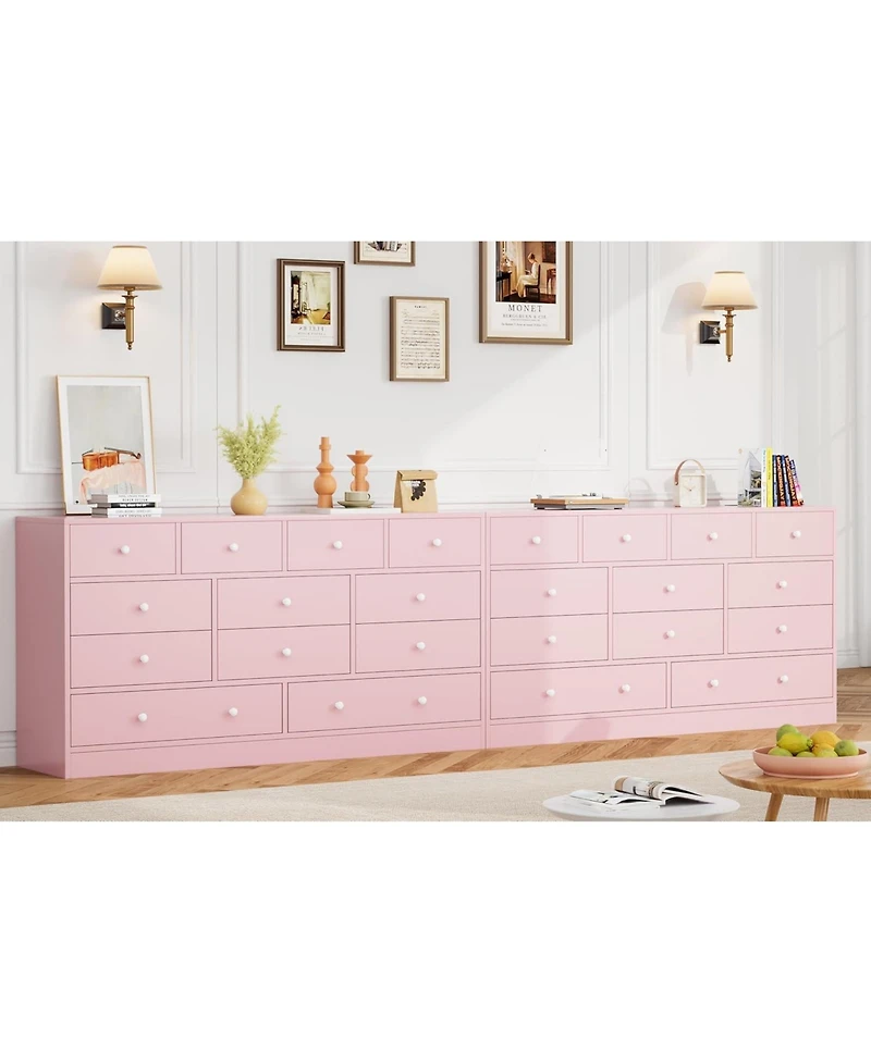 gaomon 12 Drawer 61in Modern Dresser with Charging Station, Large Tv Stand Storage Organizer for Bedroom Nursery Living Room