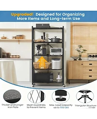 Yigii 5-Tier Folding Metal Shelf, No Tools, 2 Modes, Heavy Duty