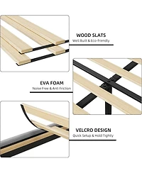 gaomon Frame with Charging Ports & Storage Shelf, Upholstered Platform Bed with Wingback Headboard, No Box Spring Needed, Easy Assembly