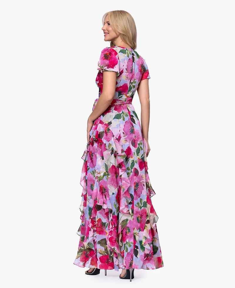 Betsy & Adam Petite V-Neck Floral Maxi Dress