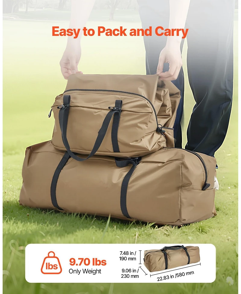 Mecale Hot Tent for 4-6 Persons, Waterproof Canvas Tipi Tent with Stove Jack, Lightweight 4-Season Shelter, L Size