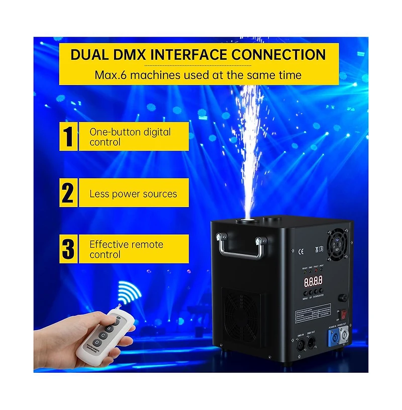 Artudatech 700W Pro Cold Spark Machine with 13ft Adjustable Height, Wireless/Dmx Control for Large Events