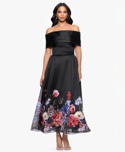 Betsy Adam Womens Off The Shoulder Floral Print Dress